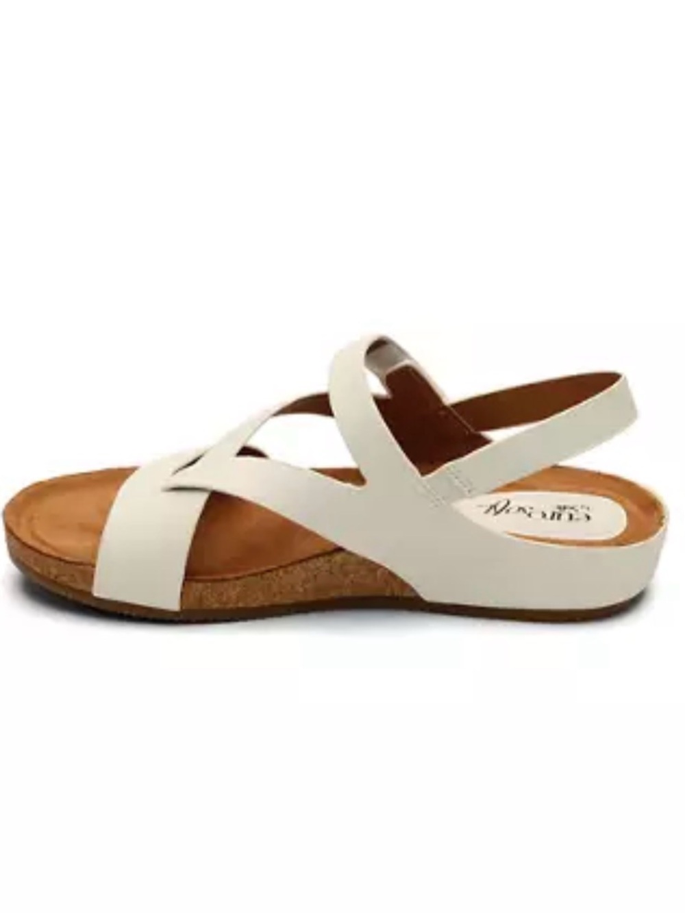 Women's White Slingback Cross-Strap Cork Sandal